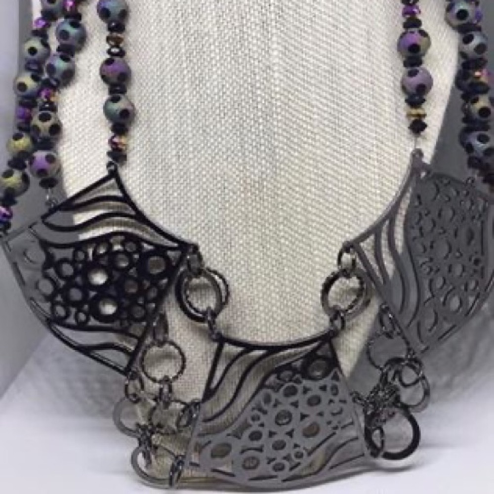 Handmade glass bead necklace.